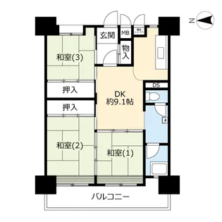 UR札幌北十一条【7階】の間取り