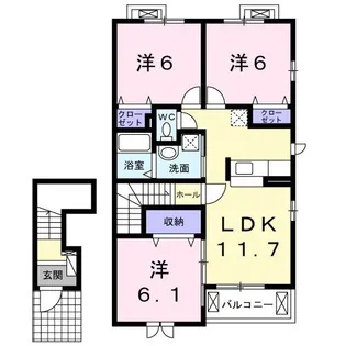 サニーレジデンス西三国G【2階】の間取り
