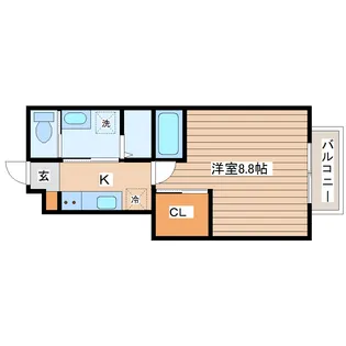 グロウランス連坊【1階】の間取り