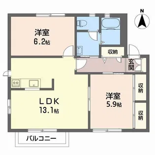 ウエストフィールド B棟【2階】の間取り