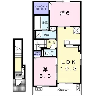 リバーバッグI【2階】の間取り