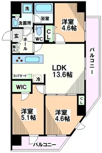 東京都国立市東1【マンション】の間取り