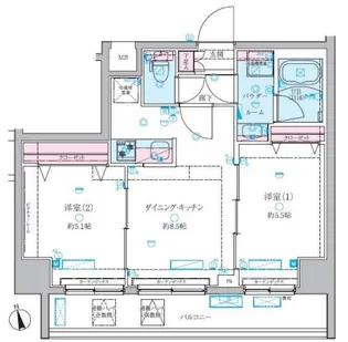 GENOVIA 白糸台 skygarden【7階】の間取り