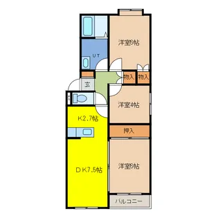 ヒルズハイツ【4階】の間取り