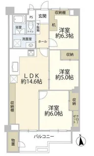 京王北野マンション四【1階】の間取り