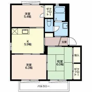 コスモハイツ F【2階】の間取り