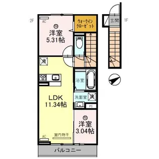 LE CHERIEN(ルシェリア)【2階】の間取り