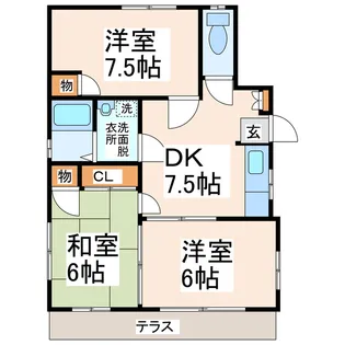 セントラルハイツアキモト【1階】の間取り