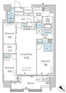 レガシス中目黒【14階】の間取り