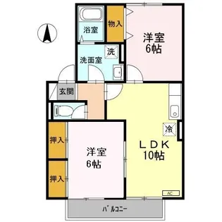 ソレアード上谷B棟【1階】の間取り