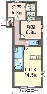 メゾン オ ヴォ ソル【2階】の間取り