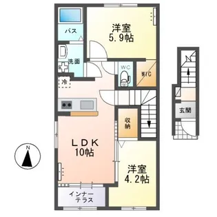 仮)水戸市堀町新築アパート【2階】の間取り