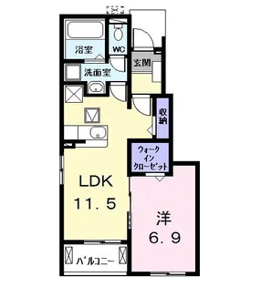 ジュネス・クレア【1階】の間取り