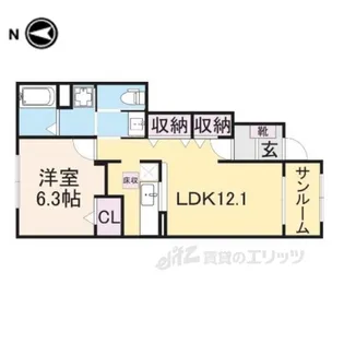 ボヌールB【1階】の間取り
