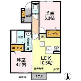 セレーノ真鍋【1階】の間取り