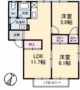グレースフジ B棟【1階】の間取り