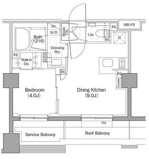 ザ・パークハビオ新宿【4階】の間取り