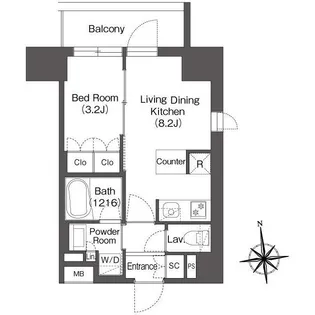 ミリアレジデンス蔵前【3階】の間取り