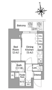 コンフォリアリヴ北新宿【6階】の間取り