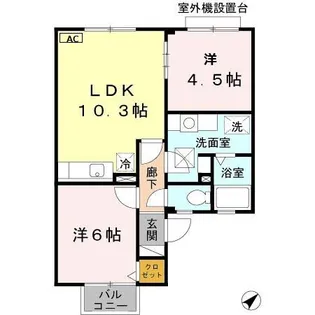 グリーンパーク土師【1階】の間取り