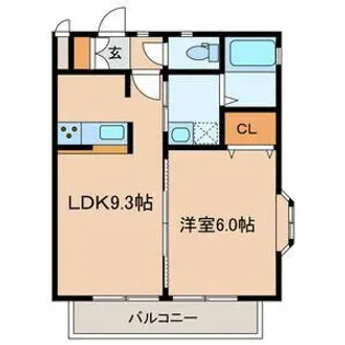 サンライズアゲイン【1階】の間取り