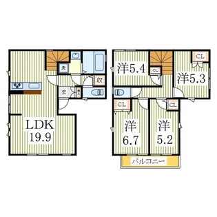 千葉県柏市西原1【一戸建】の間取り