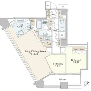 KACHIDOKI THE TOWER【50階】の間取り