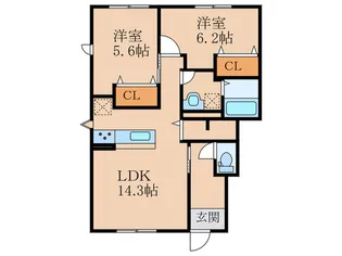 福岡県北九州市小倉南区長尾2【アパート】の間取り