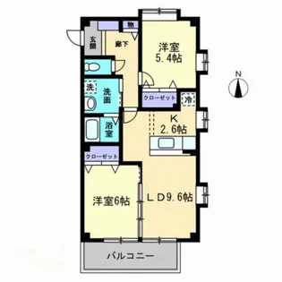 岡山県岡山市北区富田【アパート】の間取り