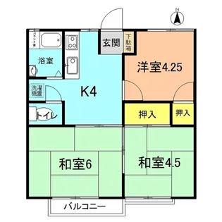 YKハイツ上宿【2階】の間取り