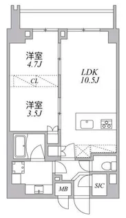 アジールコート麻布十番【9階】の間取り