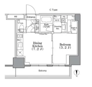 パークハビオ飯田橋【13階】の間取り