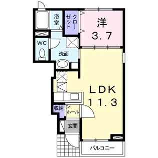 クレア春日【1階】の間取り