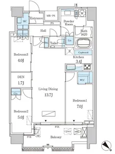レガシス中目黒【14階】の間取り