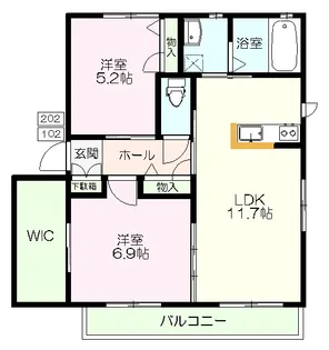 パークハイツC【2階】の間取り