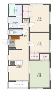 フローラ川奈【2階】の間取り