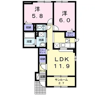 アンファミーユIII【1階】の間取り