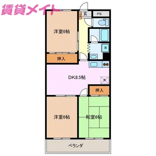 レジデンス富洲原【3階】の間取り