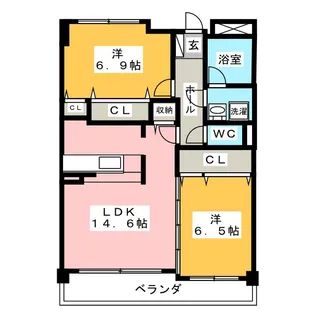 2LDKの間取り画像