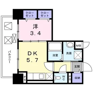 1DKの間取り画像