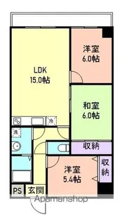 グランドハイツ田尻606号室【6階】の間取り