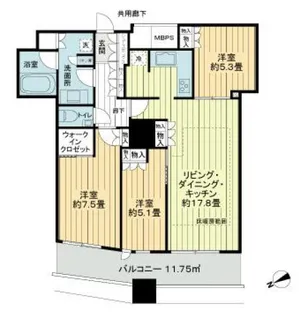 東京都新宿区西新宿5【マンション】の間取り