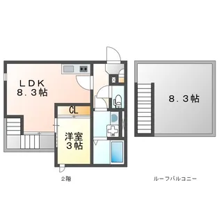 熊本県熊本市中央区島崎1【アパート】の間取り