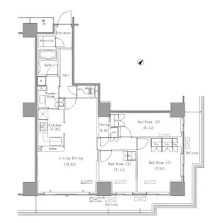 Park Axis豊洲(パークアクシス豊洲)【15階】の間取り