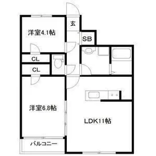 レジデンスシーマII【1階】の間取り