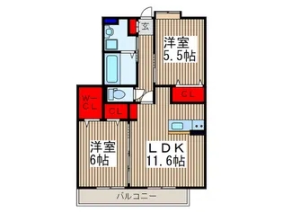 カーザさくら【1階】の間取り