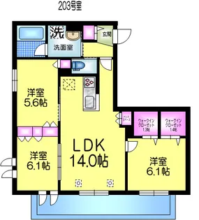 Bonheur de Chien Kitaayase【2階】の間取り