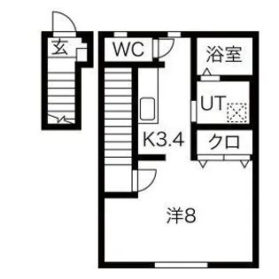 ワンリッチ上野町B【2階】の間取り