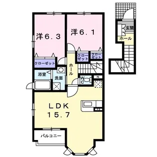 サンレミB【2階】の間取り