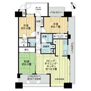 サーパス長町【6階】の間取り